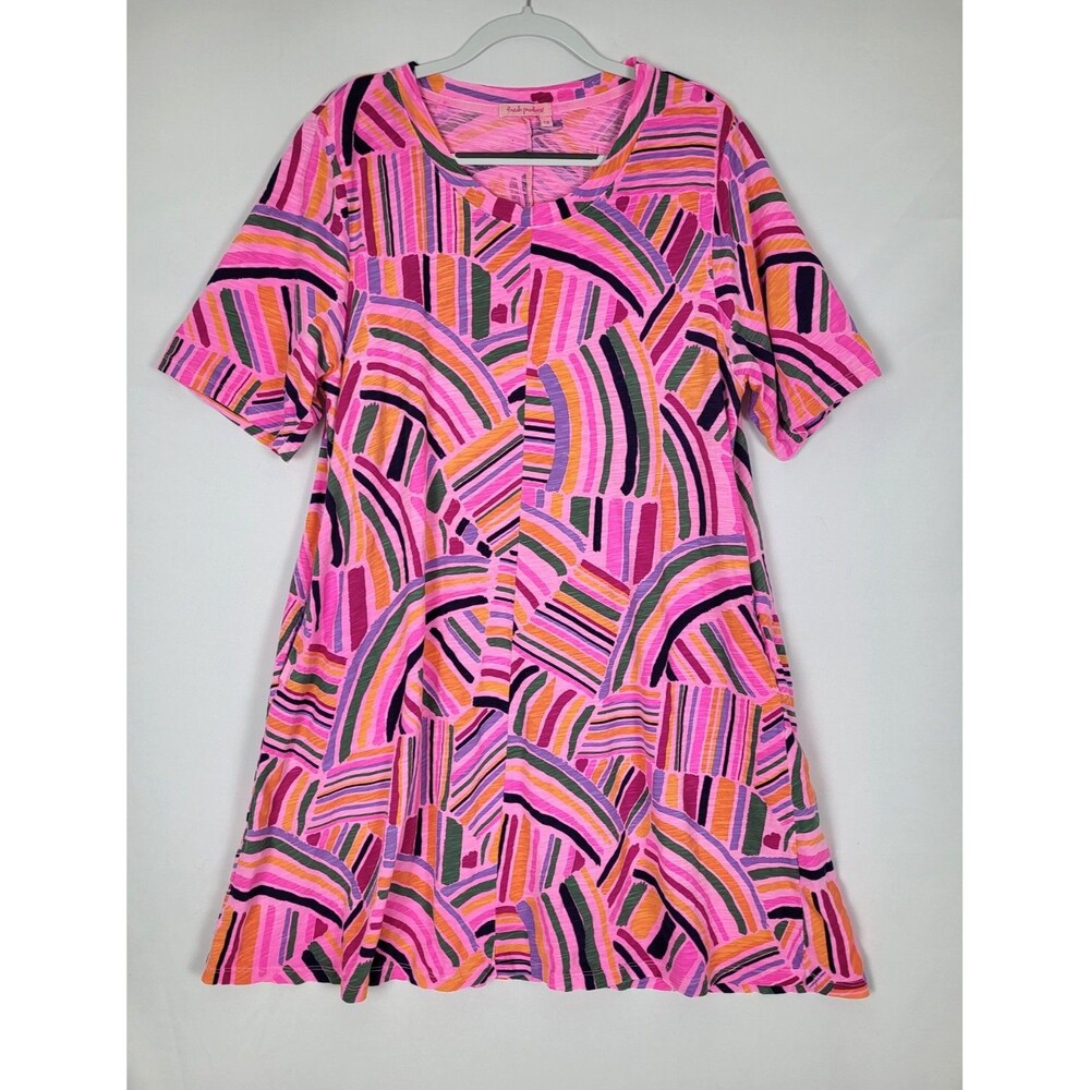 Fresh Produce Dress Womens 1X Pink Beach Cotton Resort Coastal